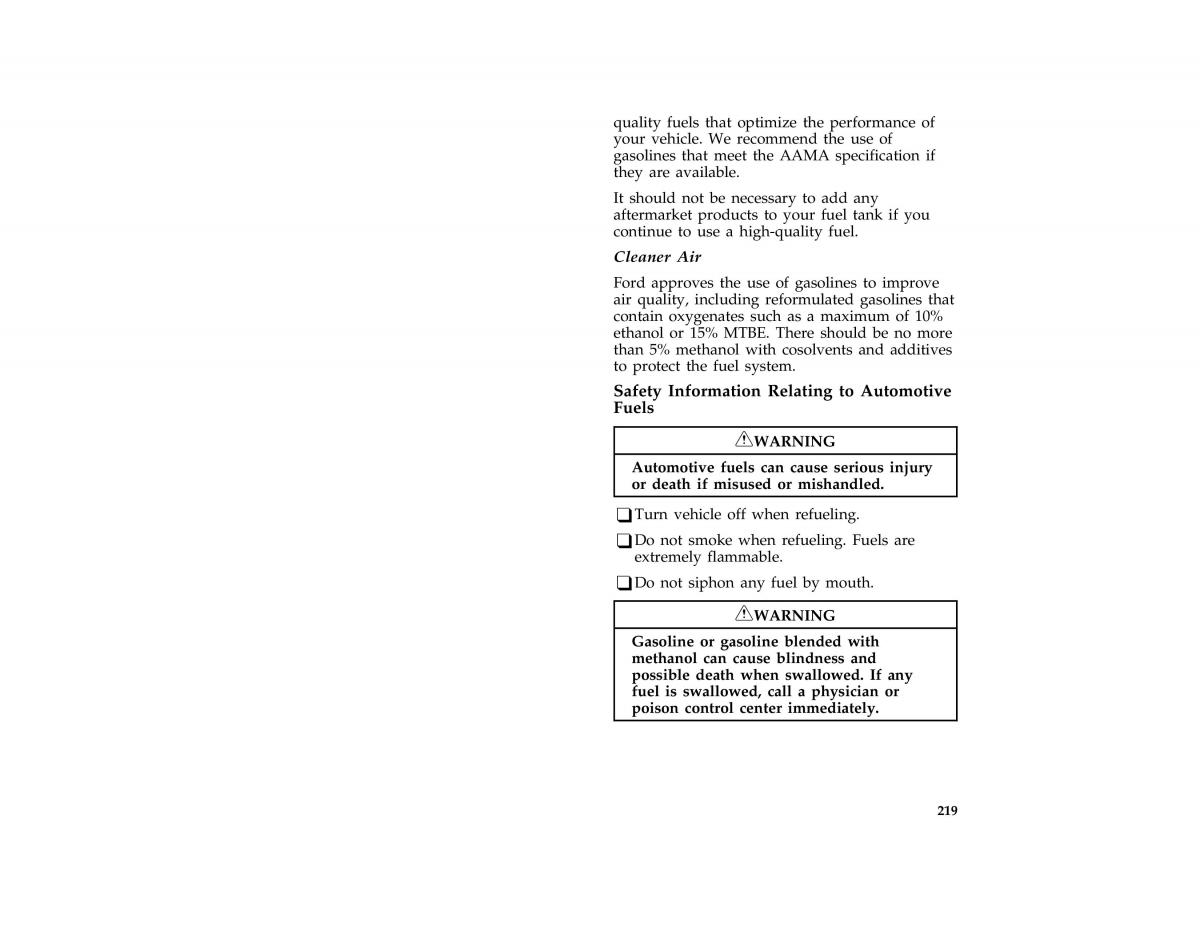 Ford Probe II 2 owners manual / page 221