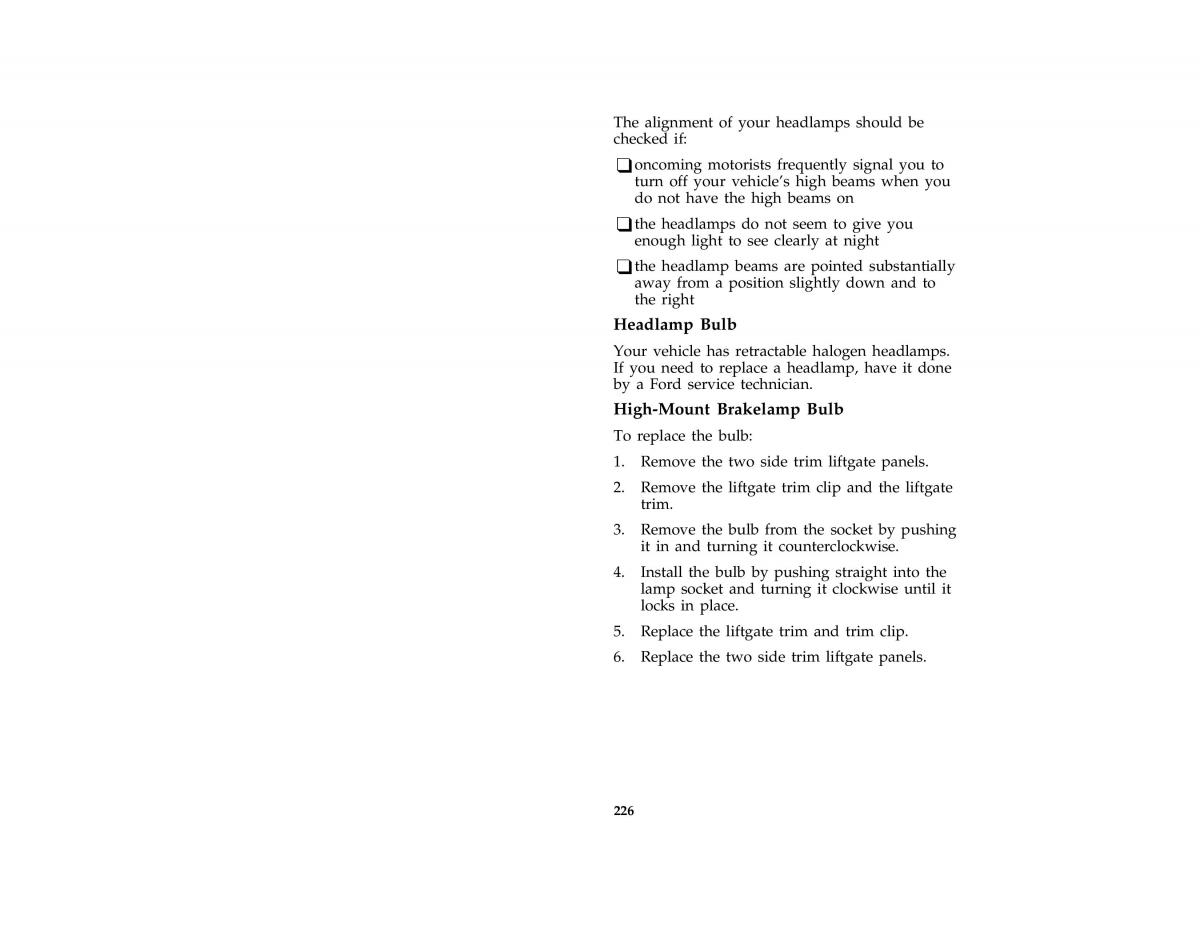 Ford Probe II 2 owners manual / page 228