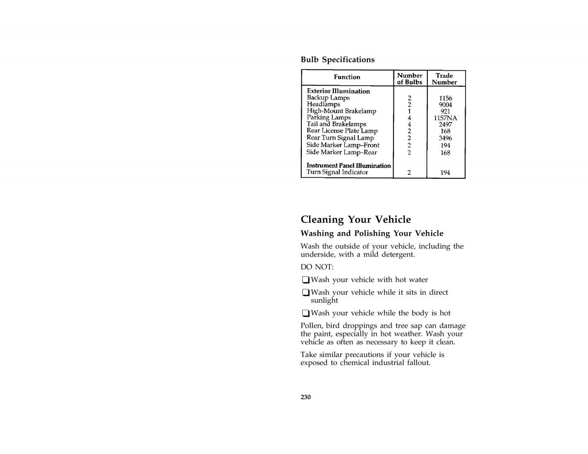 Ford Probe II 2 owners manual / page 232