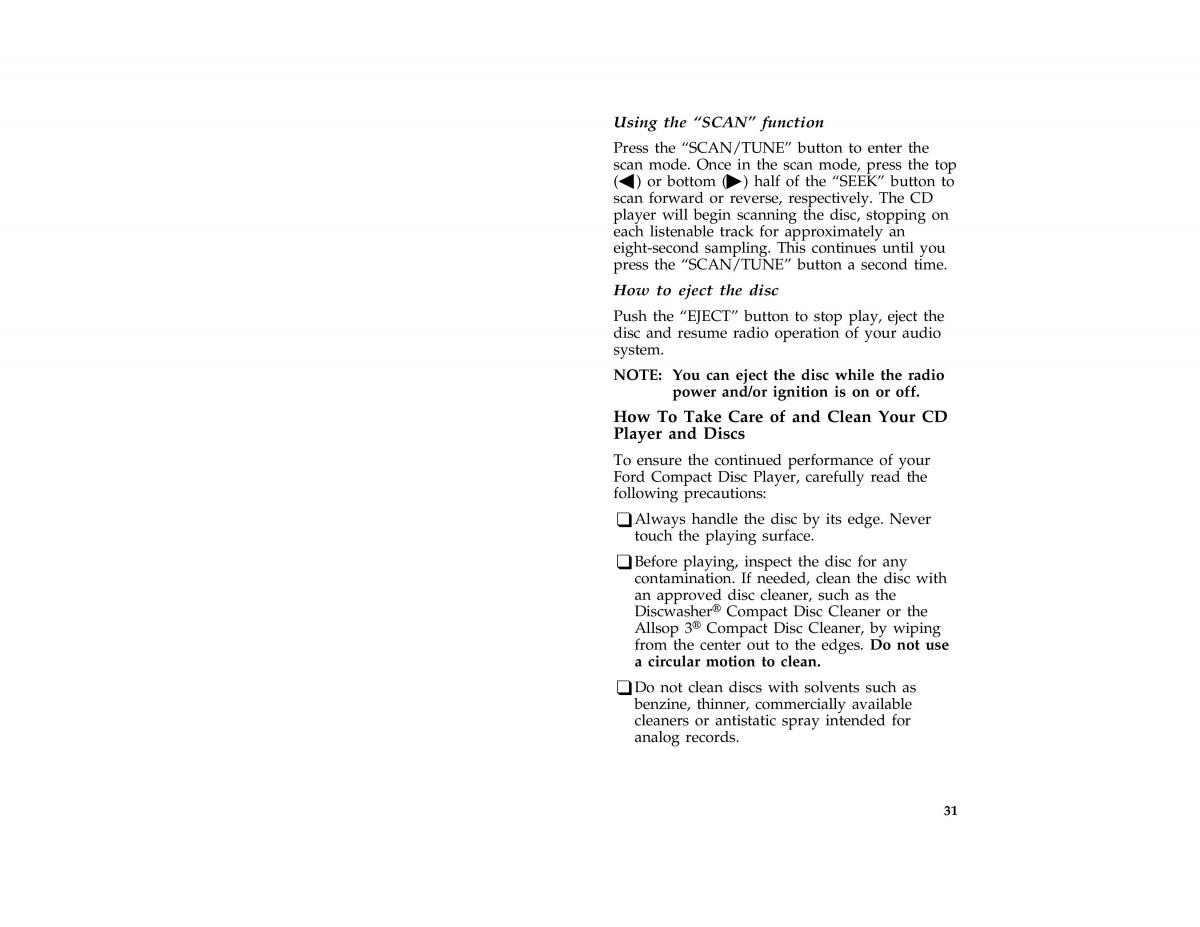 Ford Probe II 2 owners manual / page 34