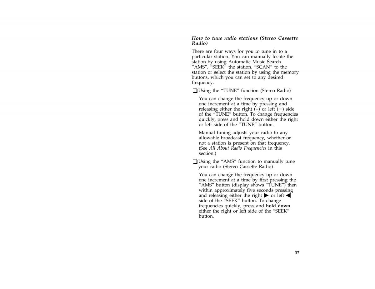 Ford Probe II 2 owners manual / page 40