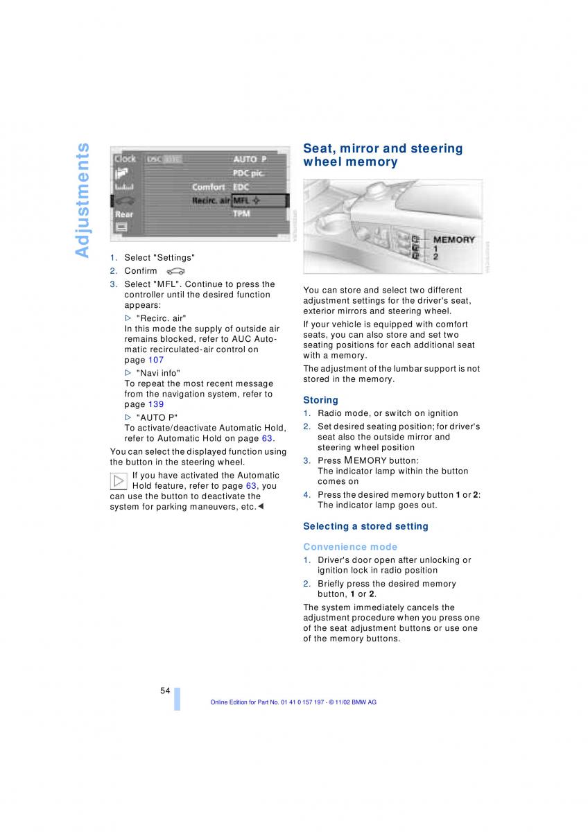 BMW 7 E65 owners manual / page 56