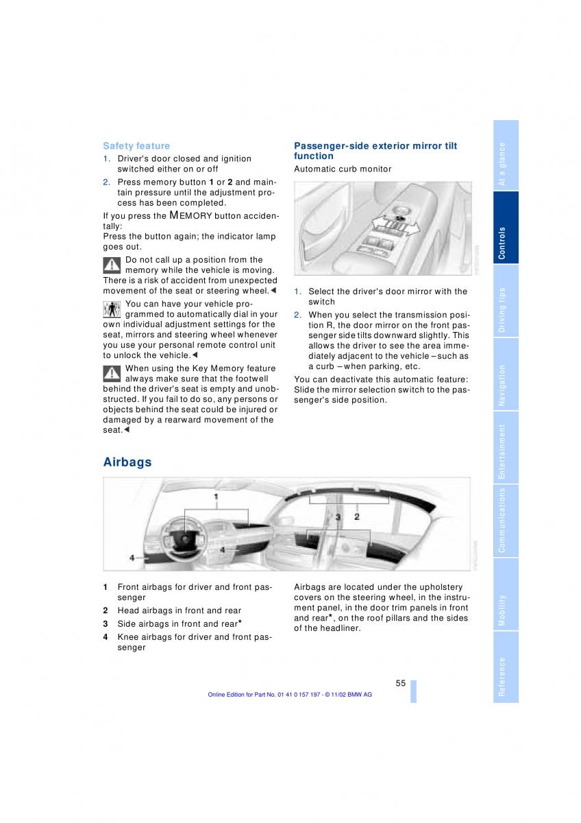 BMW 7 E65 owners manual / page 57