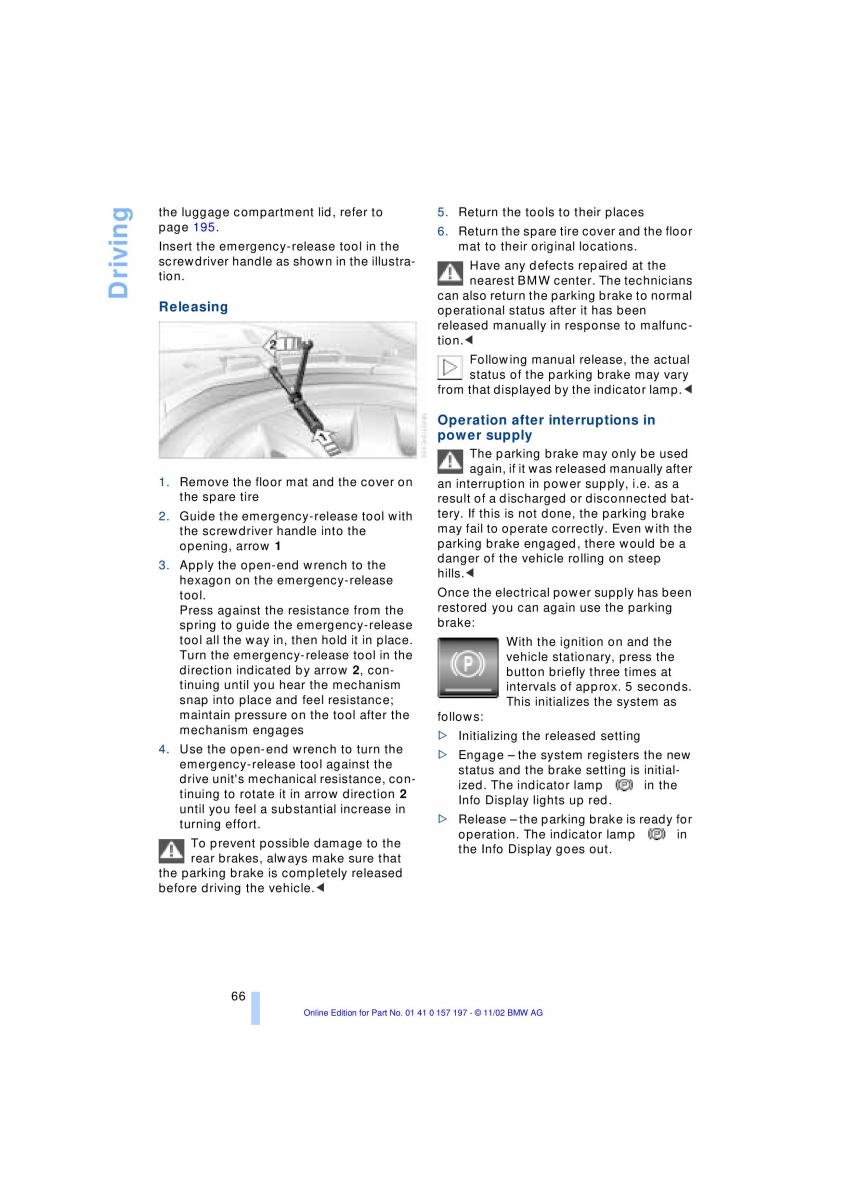 BMW 7 E65 owners manual / page 68