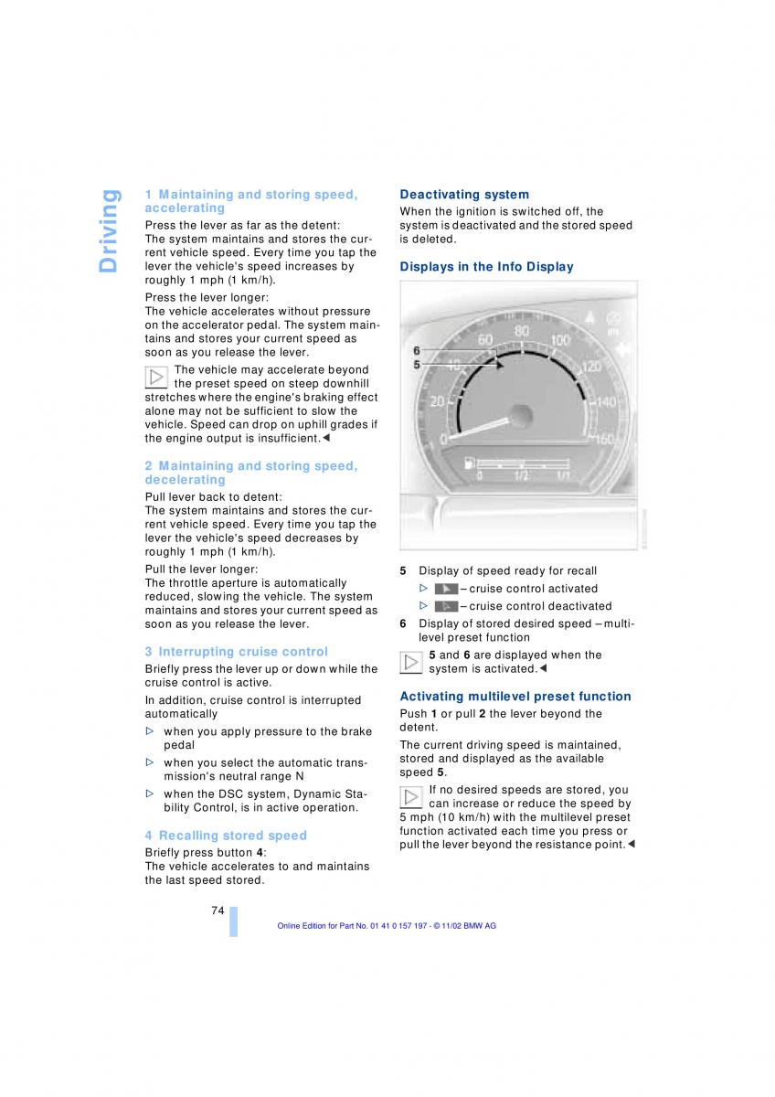 BMW 7 E65 owners manual / page 76