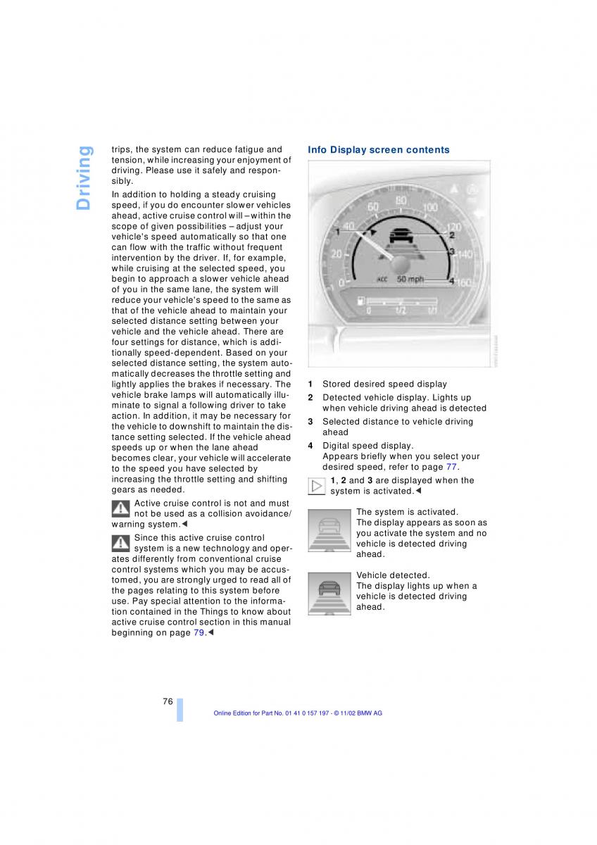 BMW 7 E65 owners manual / page 78