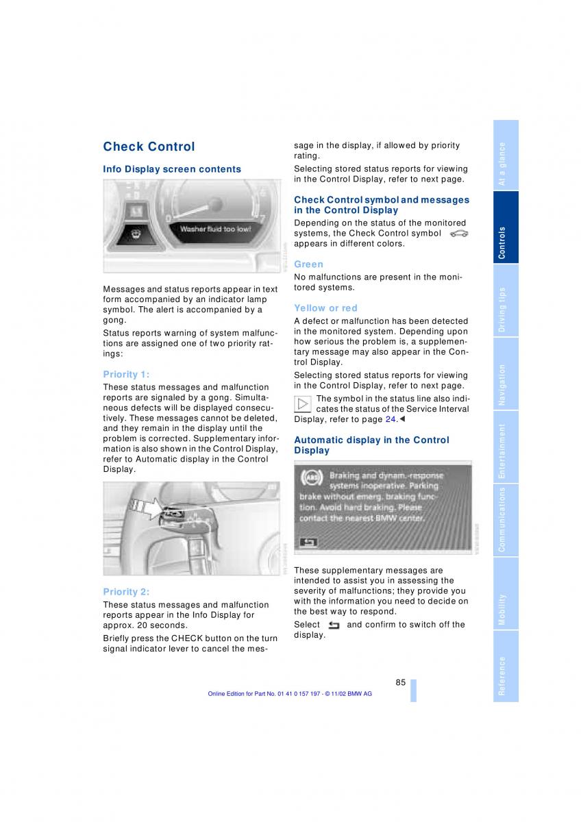 BMW 7 E65 owners manual / page 87