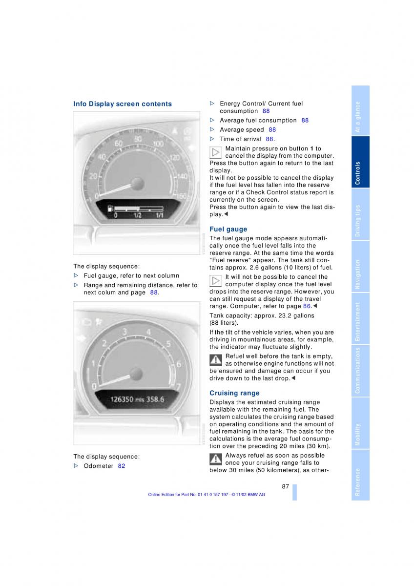 BMW 7 E65 owners manual / page 89