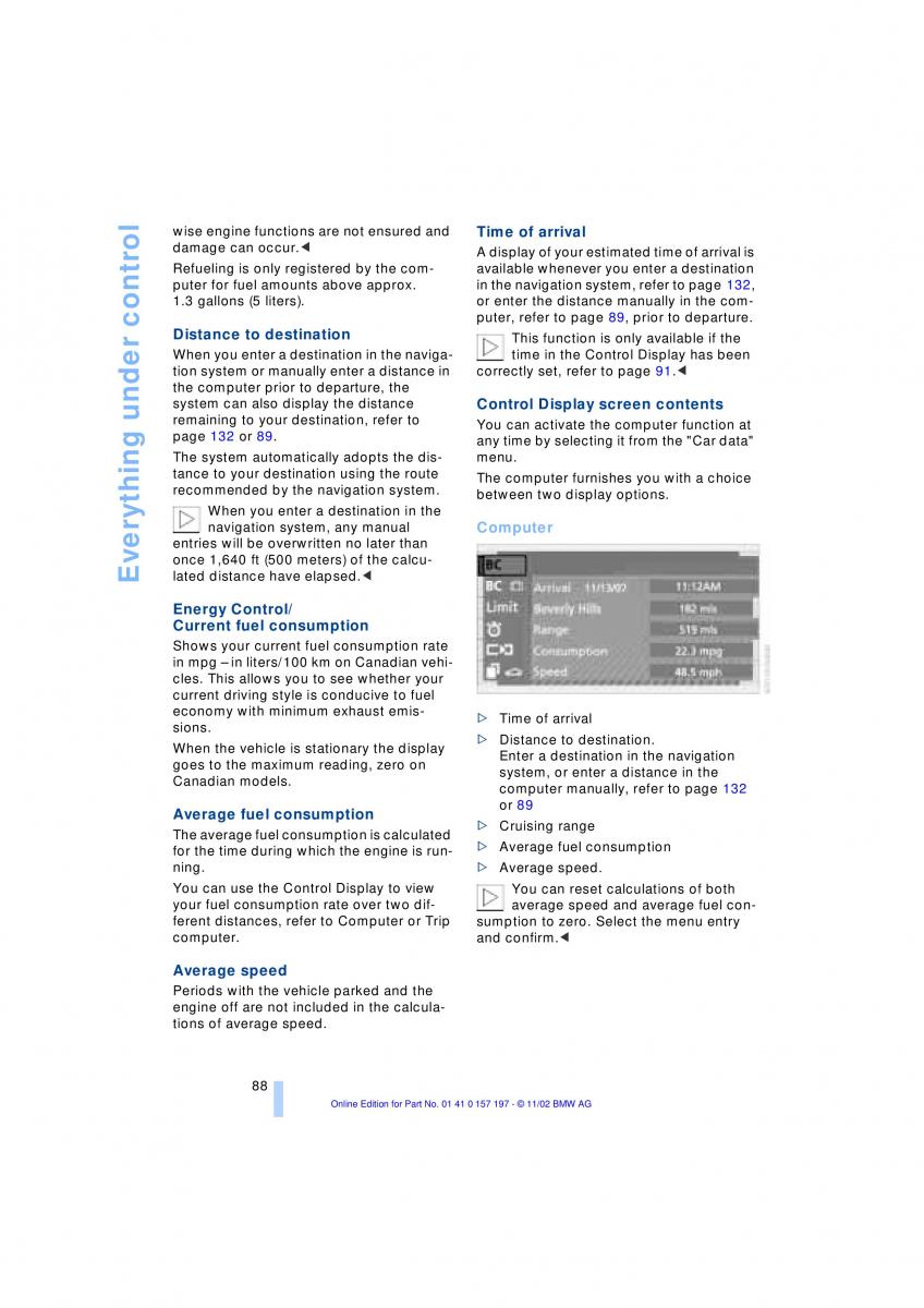 BMW 7 E65 owners manual / page 90