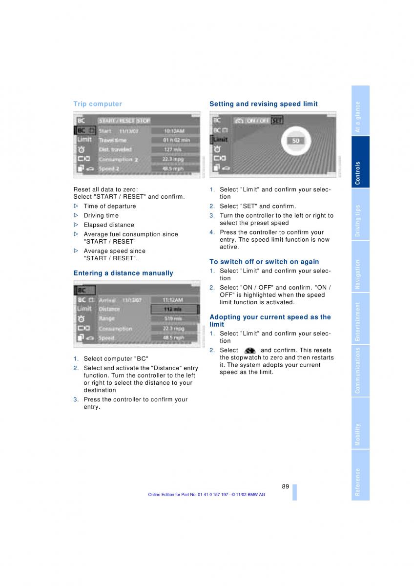 BMW 7 E65 owners manual / page 91