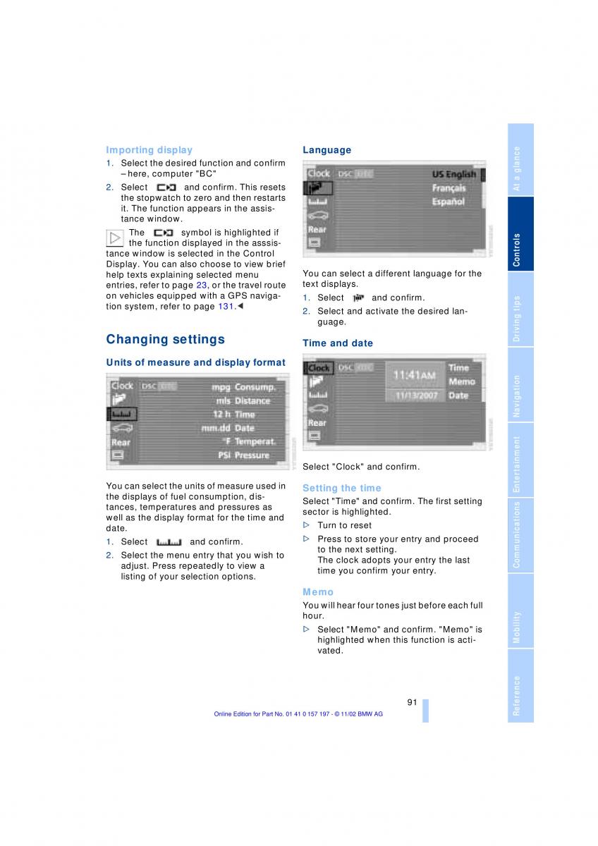 BMW 7 E65 owners manual / page 93