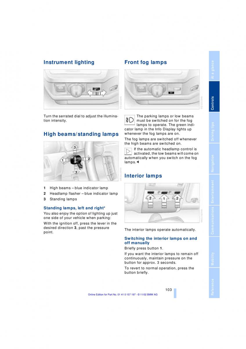 BMW 7 E65 owners manual / page 105