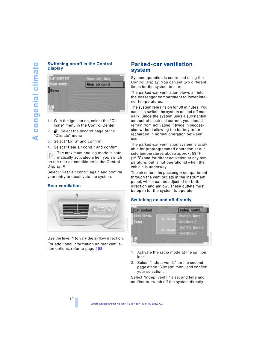 BMW 7 E65 owners manual / page 114