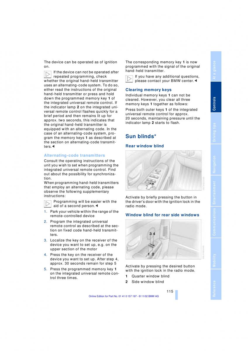 BMW 7 E65 owners manual / page 117