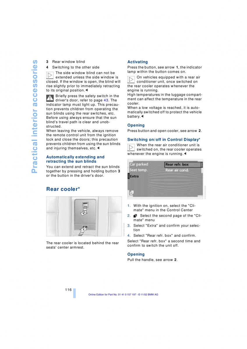 BMW 7 E65 owners manual / page 118