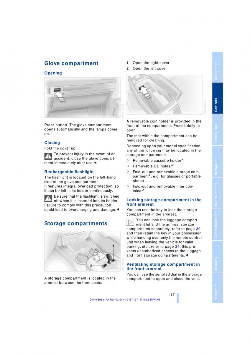 BMW 7 E65 owners manual / page 119