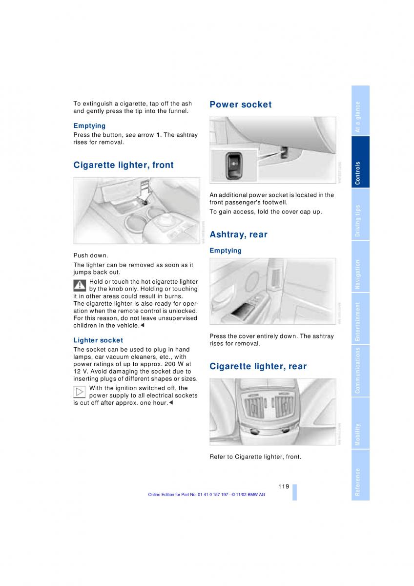 BMW 7 E65 owners manual / page 121