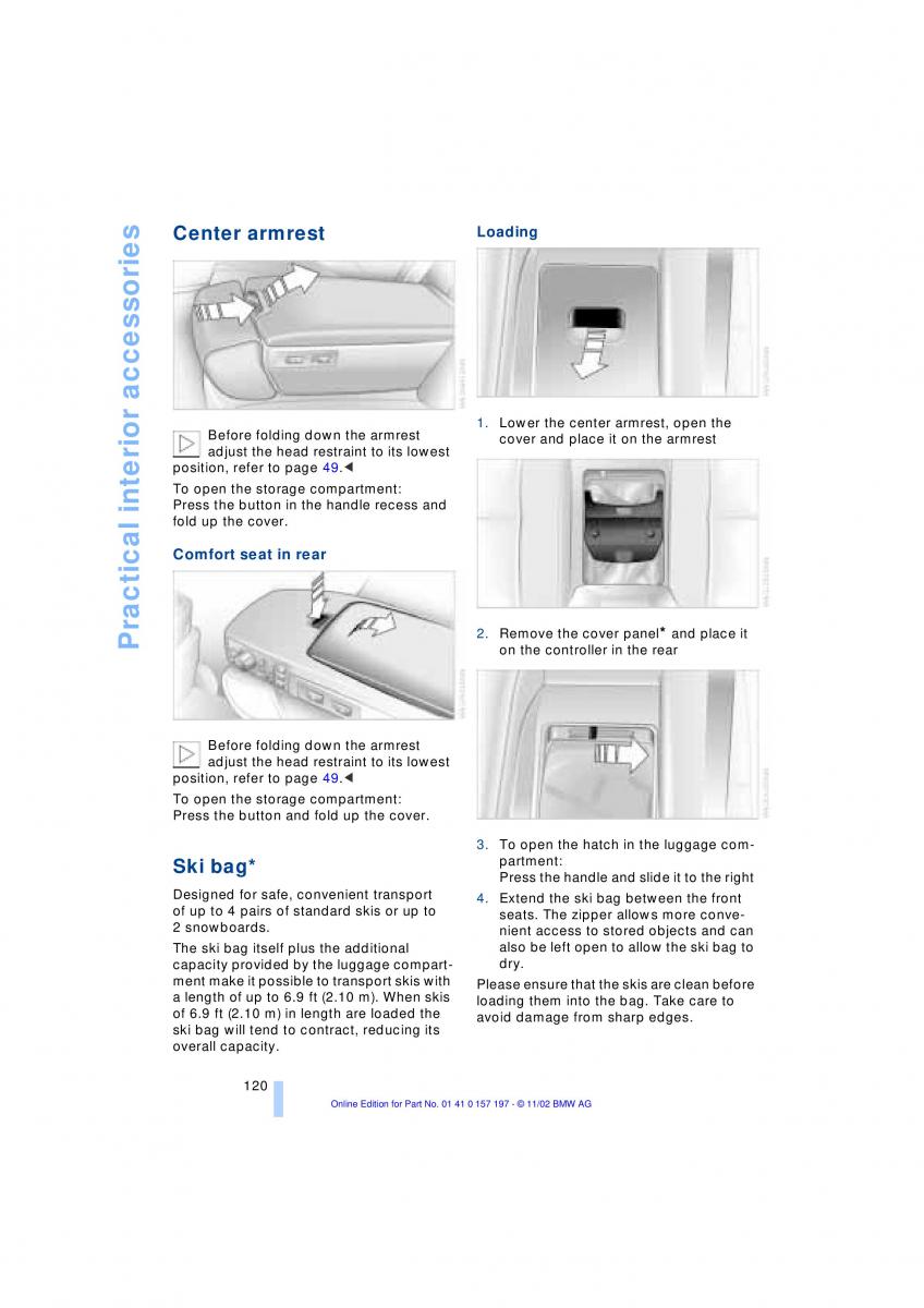 BMW 7 E65 owners manual / page 122