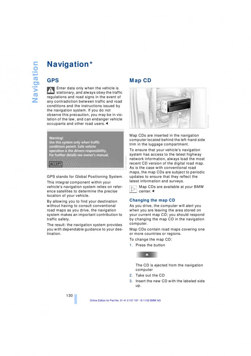 BMW 7 E65 owners manual / page 132