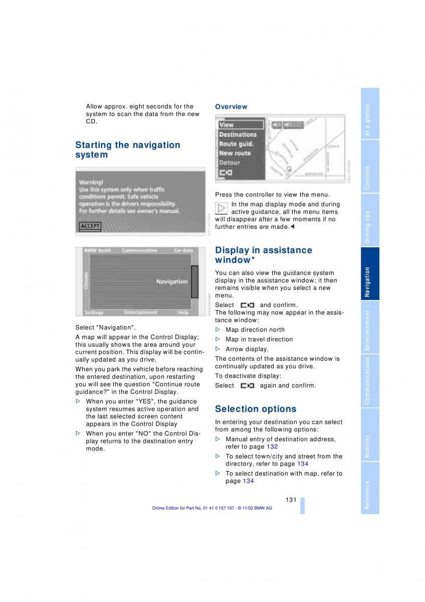 BMW 7 E65 owners manual / page 133