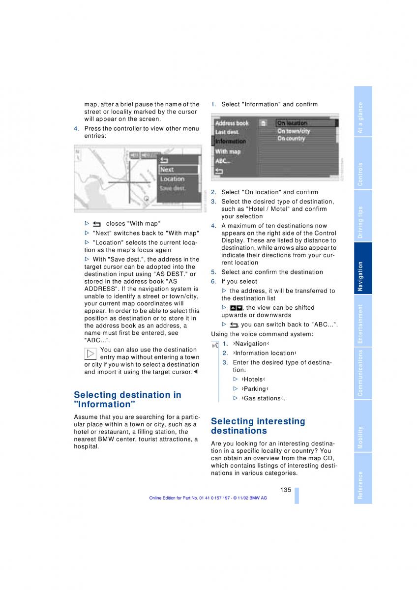 BMW 7 E65 owners manual / page 137