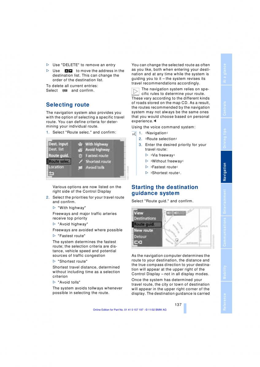 BMW 7 E65 owners manual / page 139