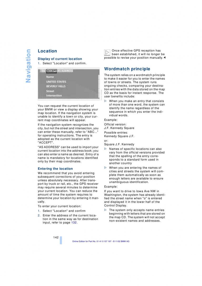 BMW 7 E65 owners manual / page 144