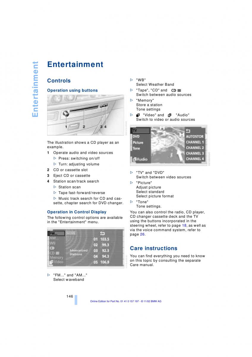 BMW 7 E65 owners manual / page 148