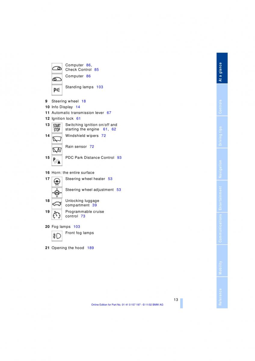 BMW 7 E65 owners manual / page 15