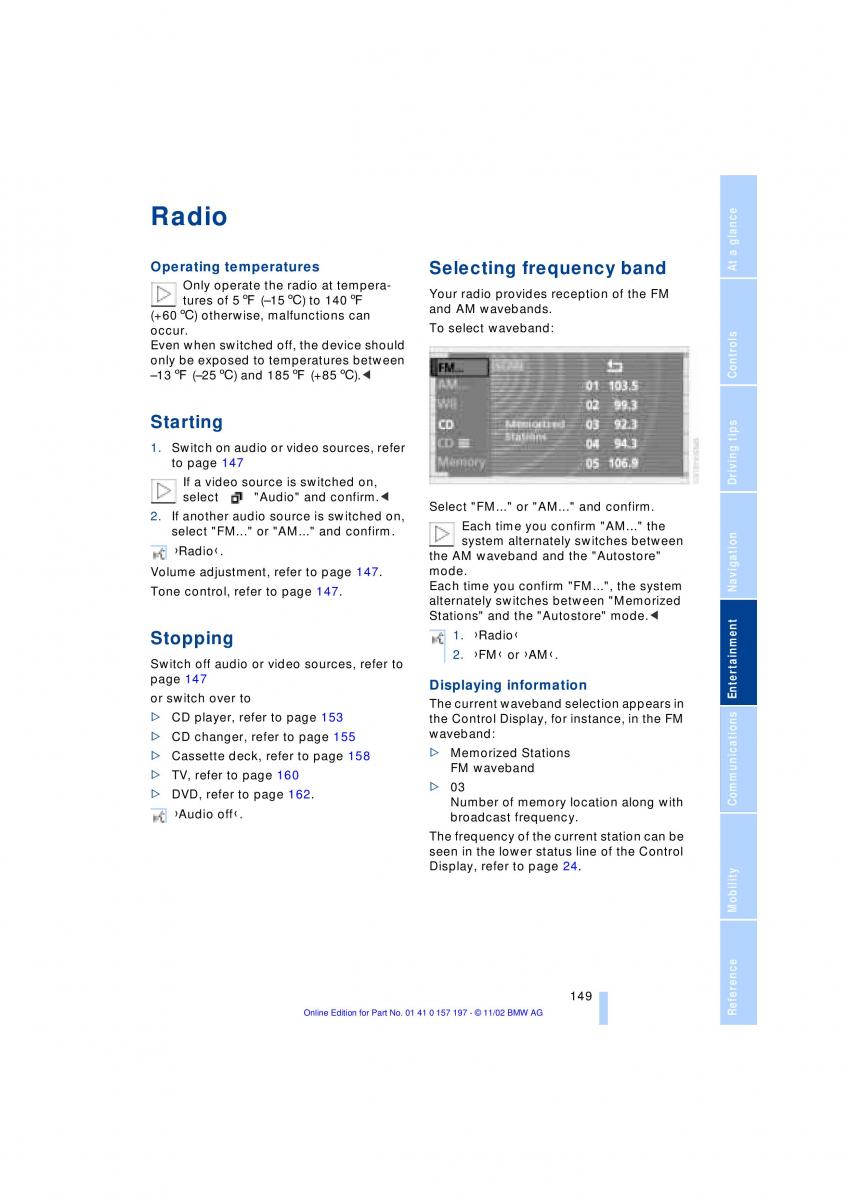 BMW 7 E65 owners manual / page 151