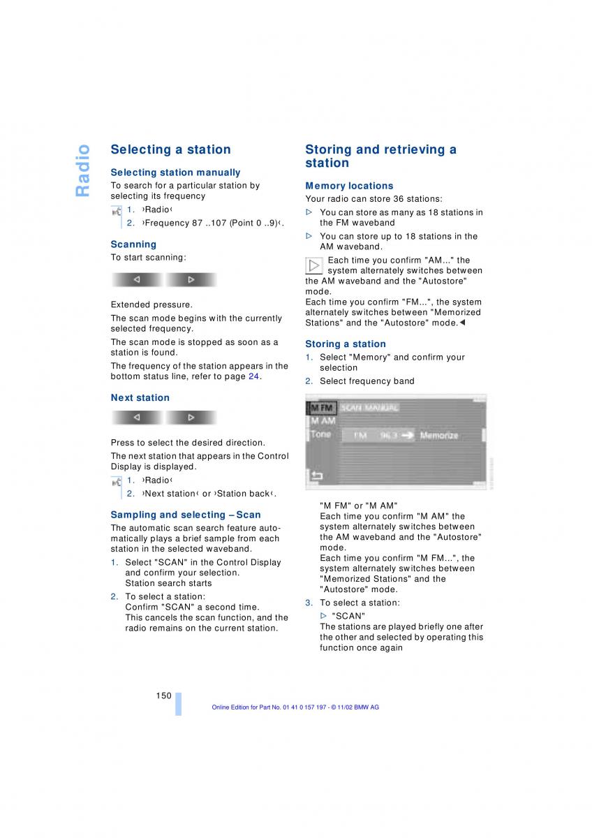 BMW 7 E65 owners manual / page 152