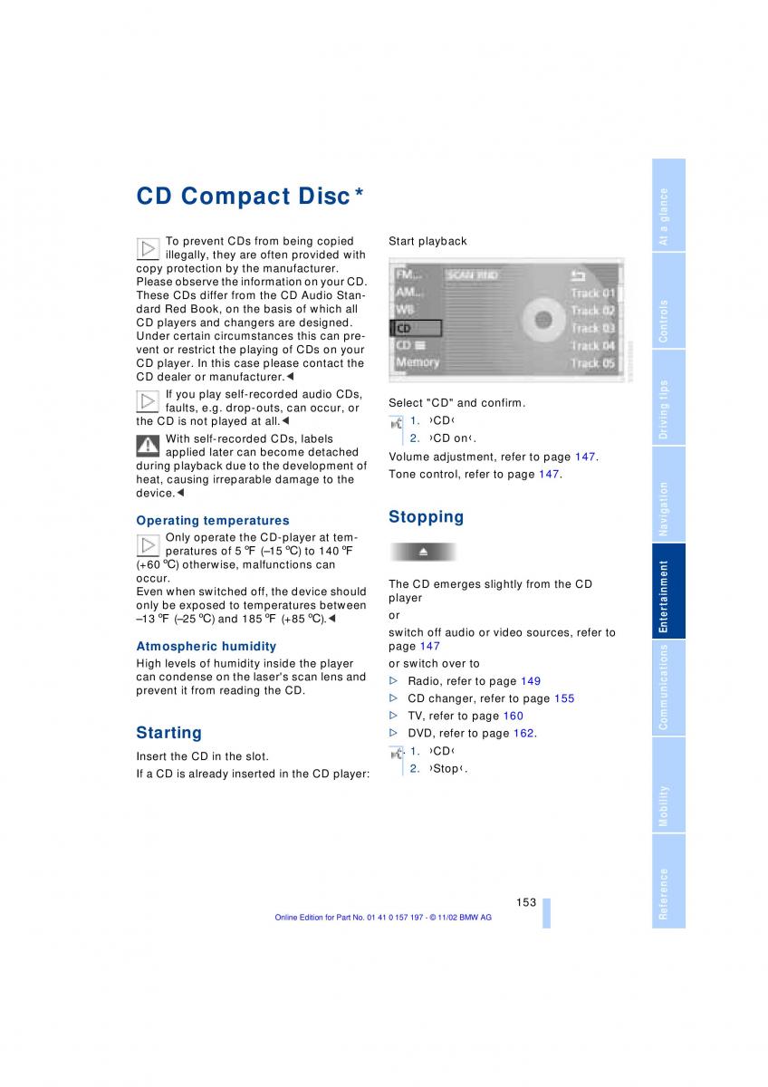 BMW 7 E65 owners manual / page 155