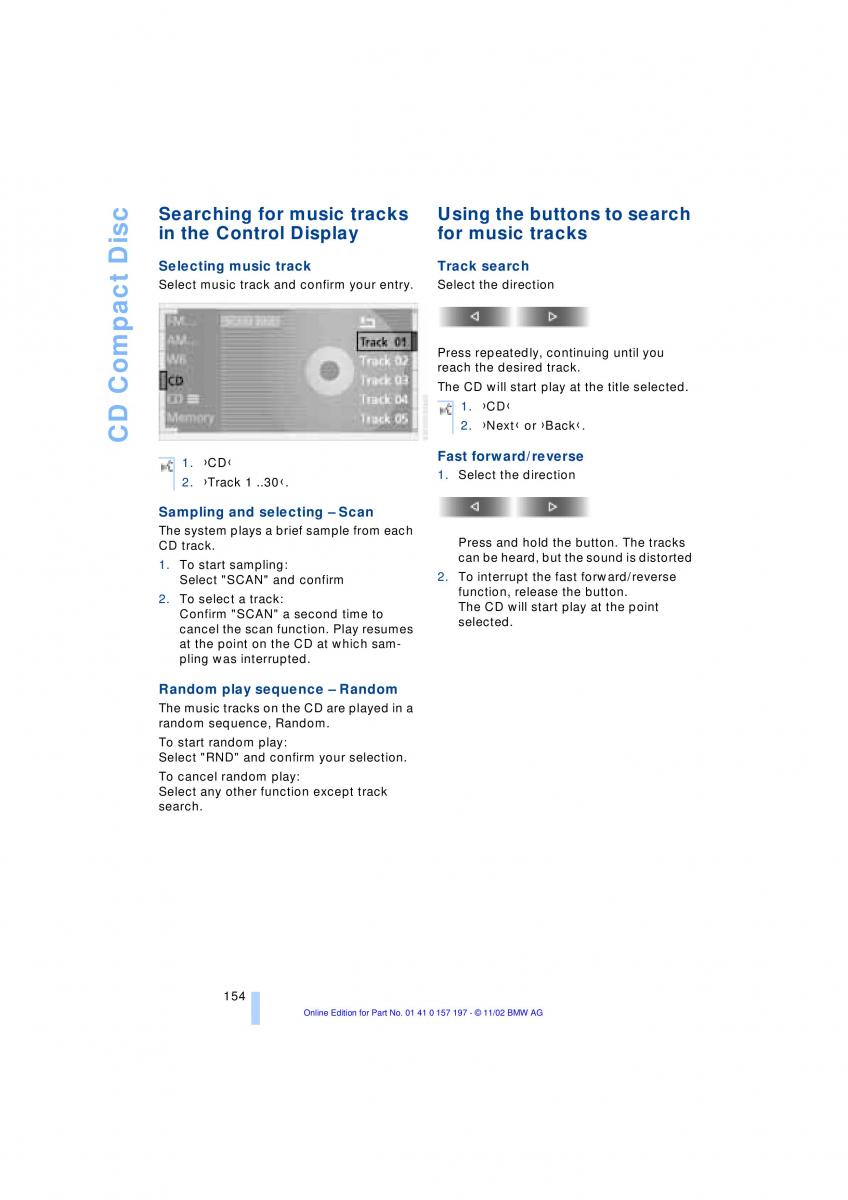 BMW 7 E65 owners manual / page 156