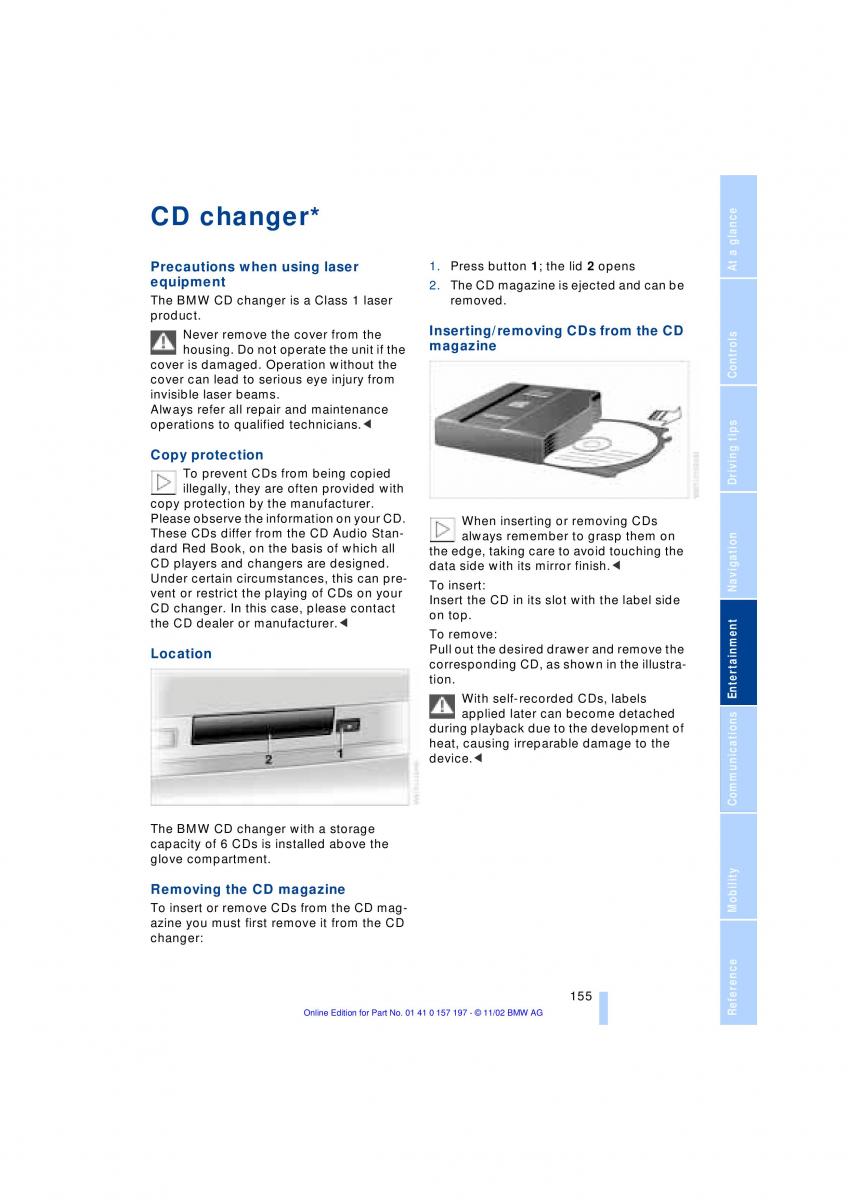 BMW 7 E65 owners manual / page 157