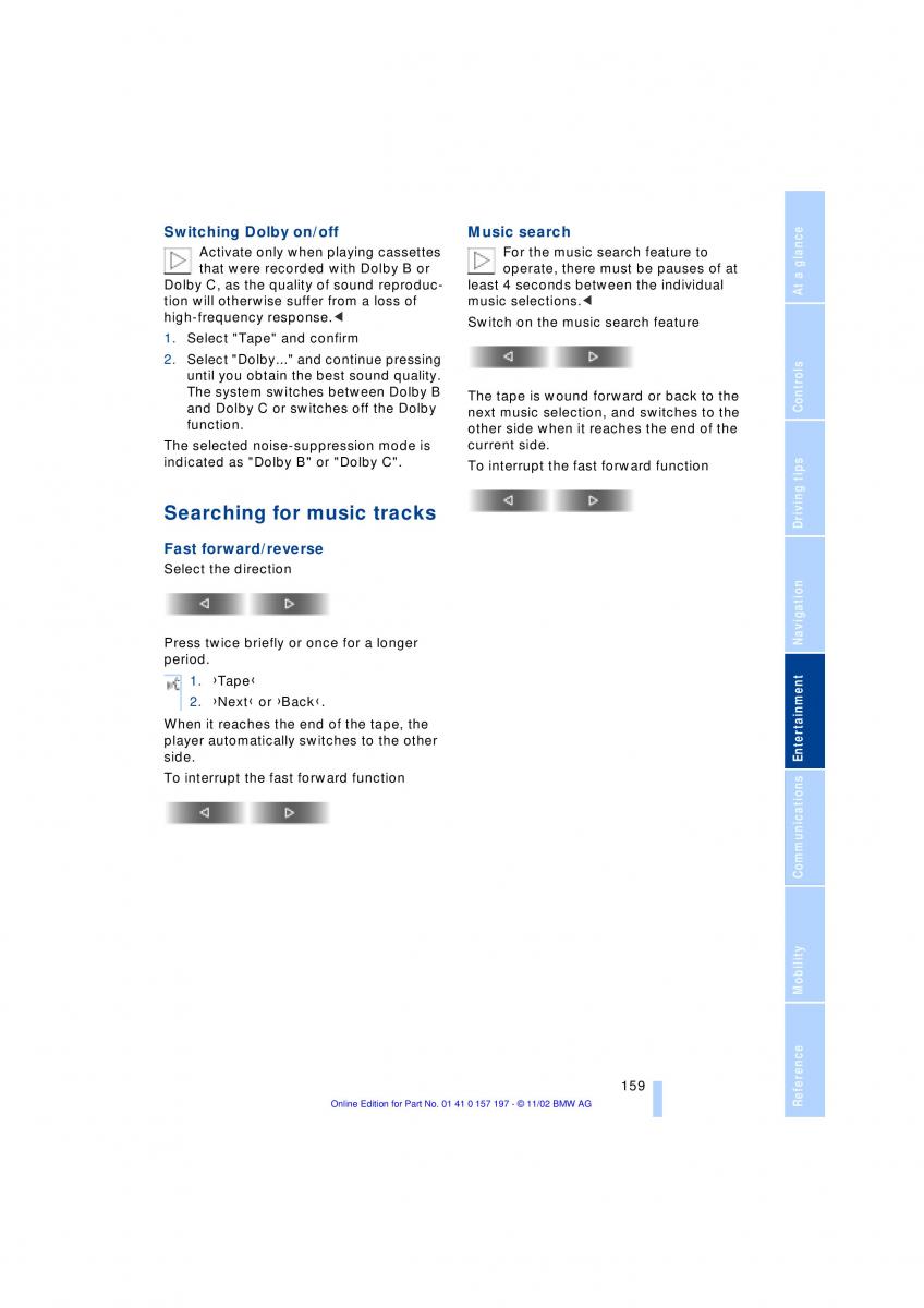 BMW 7 E65 owners manual / page 161