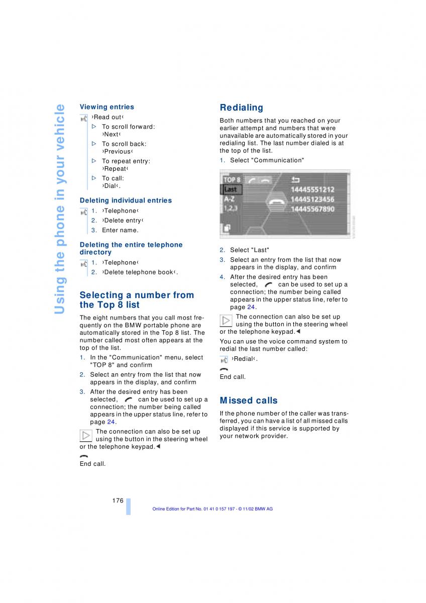 BMW 7 E65 owners manual / page 178