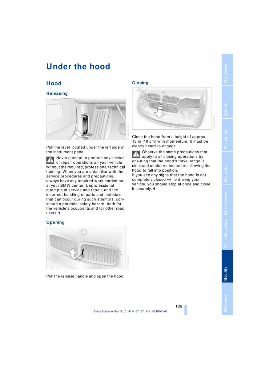 BMW 7 E65 owners manual / page 191