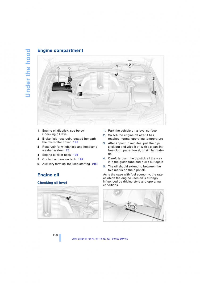 BMW 7 E65 owners manual / page 192