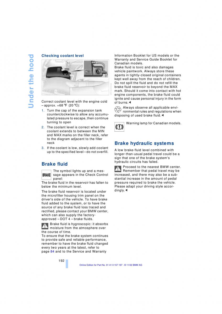 BMW 7 E65 owners manual / page 194