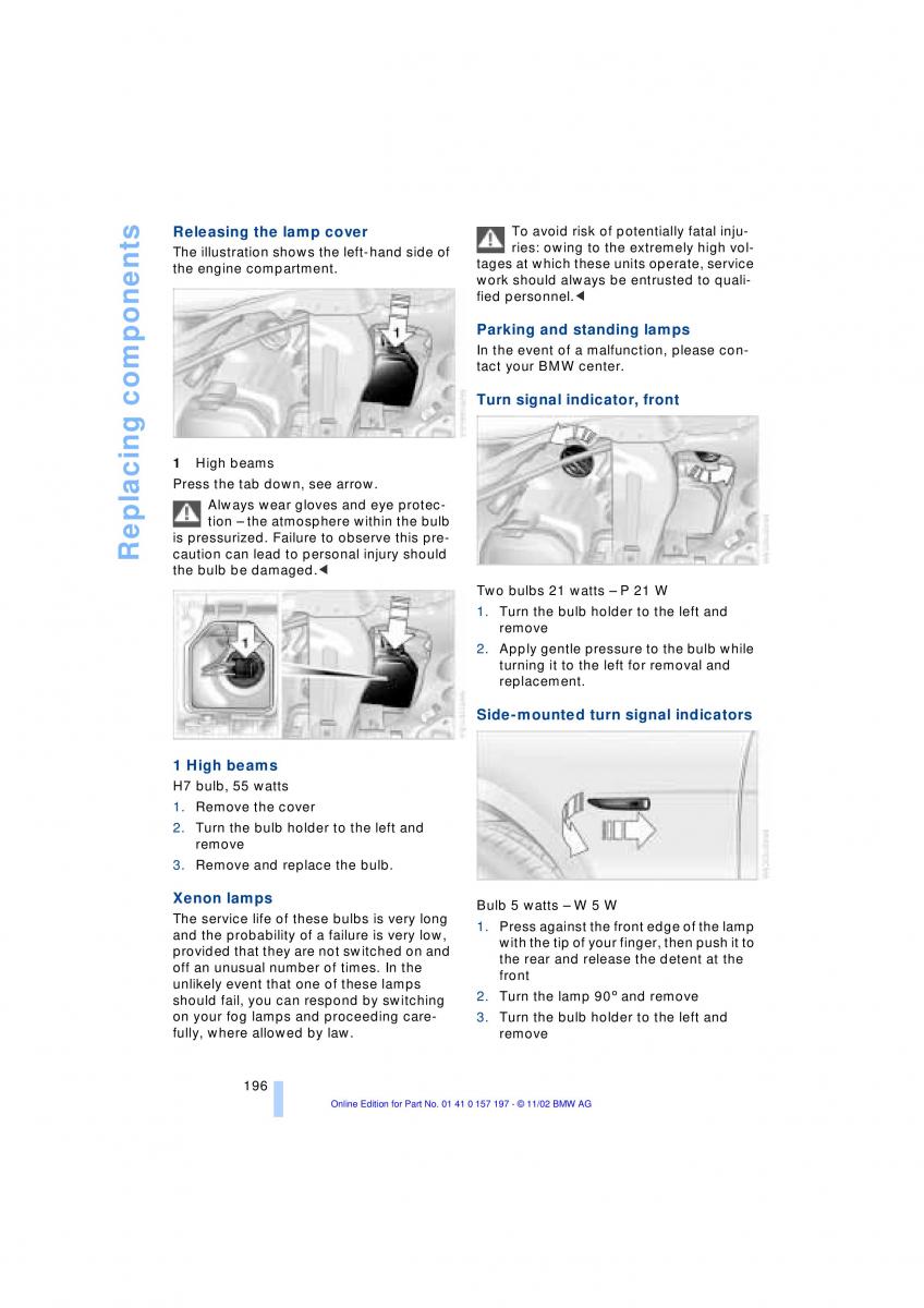 BMW 7 E65 owners manual / page 198