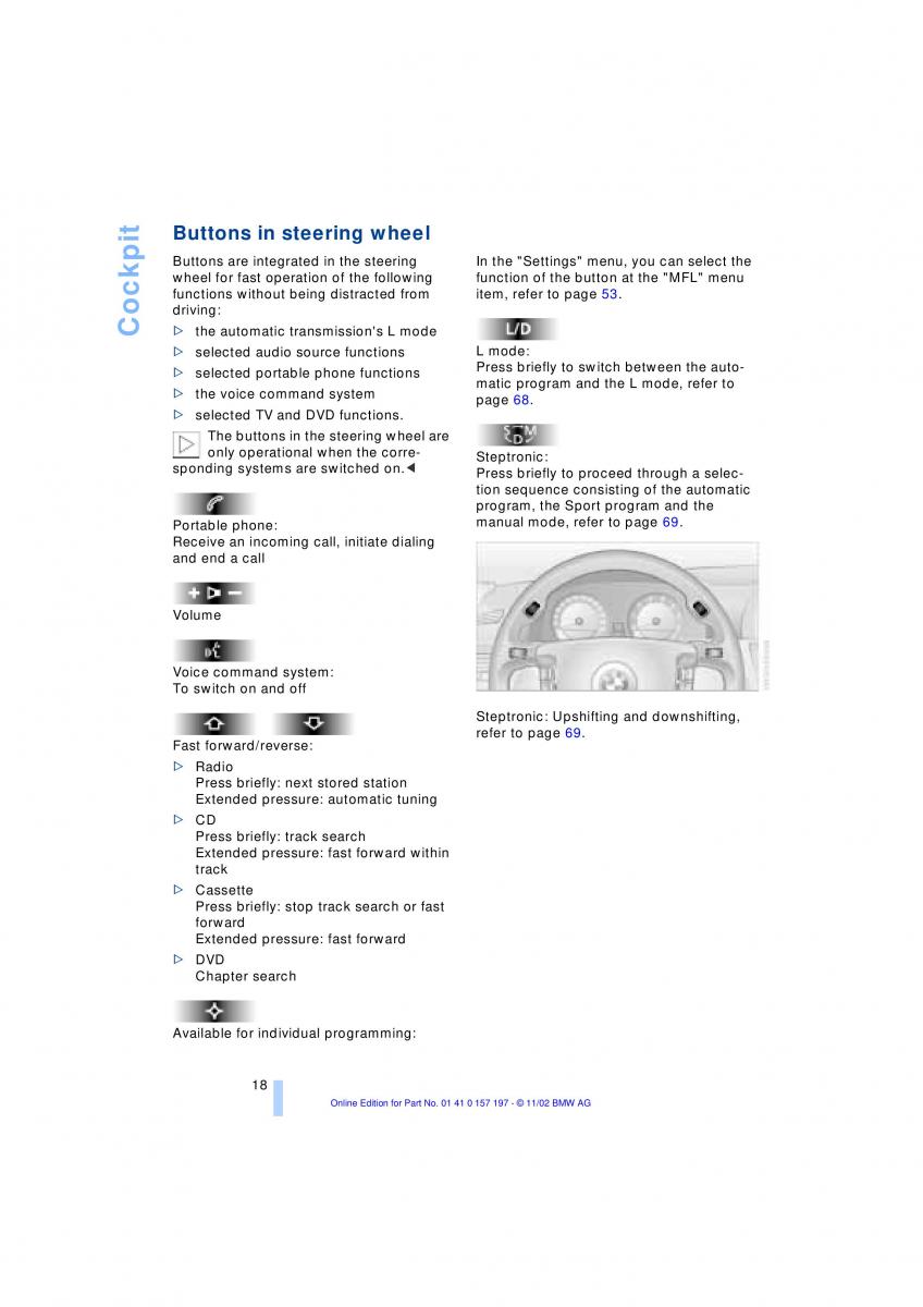 BMW 7 E65 owners manual / page 20