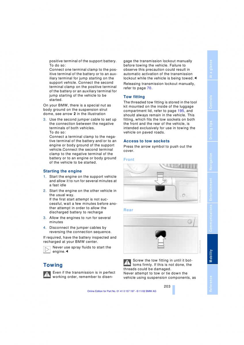 BMW 7 E65 owners manual / page 205