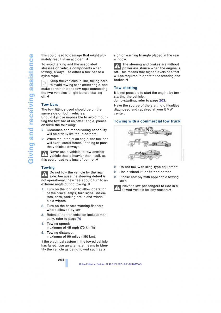 BMW 7 E65 owners manual / page 206