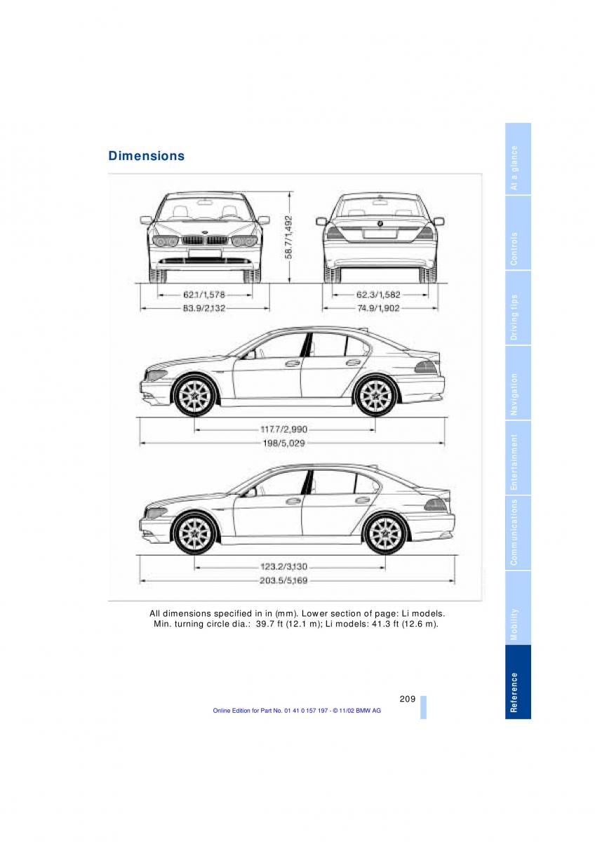 BMW 7 E65 owners manual / page 211