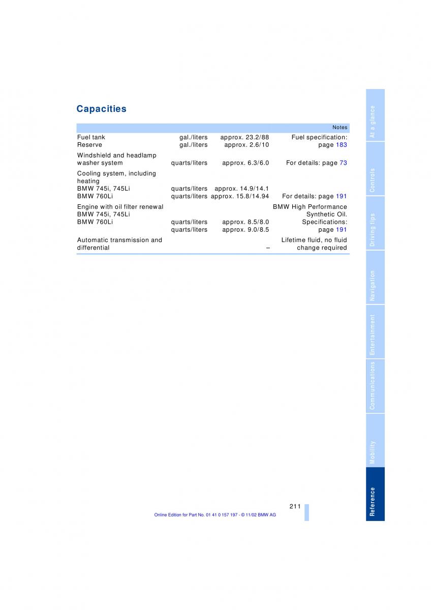 BMW 7 E65 owners manual / page 213