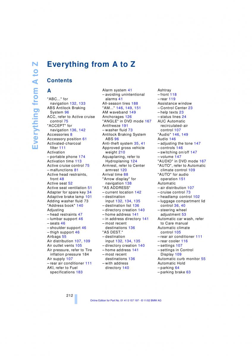 BMW 7 E65 owners manual / page 214