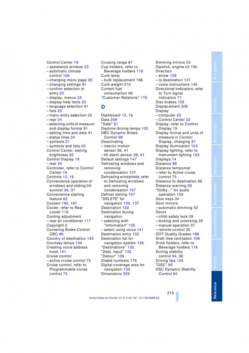 BMW 7 E65 owners manual / page 217