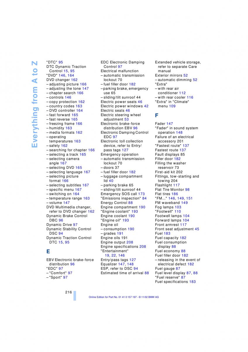 BMW 7 E65 owners manual / page 218