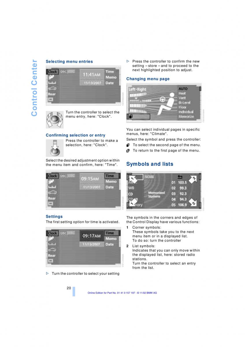 BMW 7 E65 owners manual / page 22