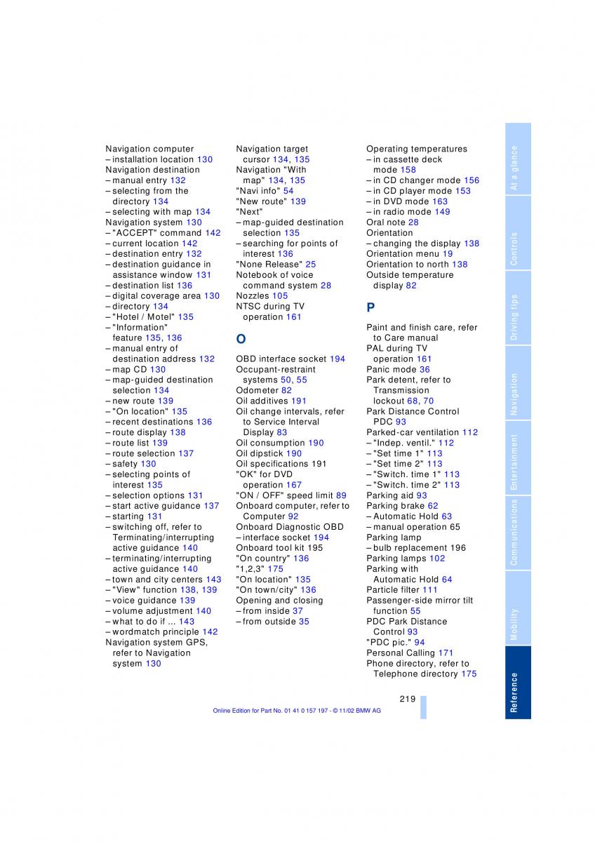 BMW 7 E65 owners manual / page 221